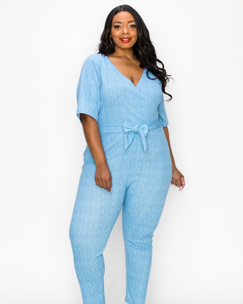 Denim wrap jumpsuit deals